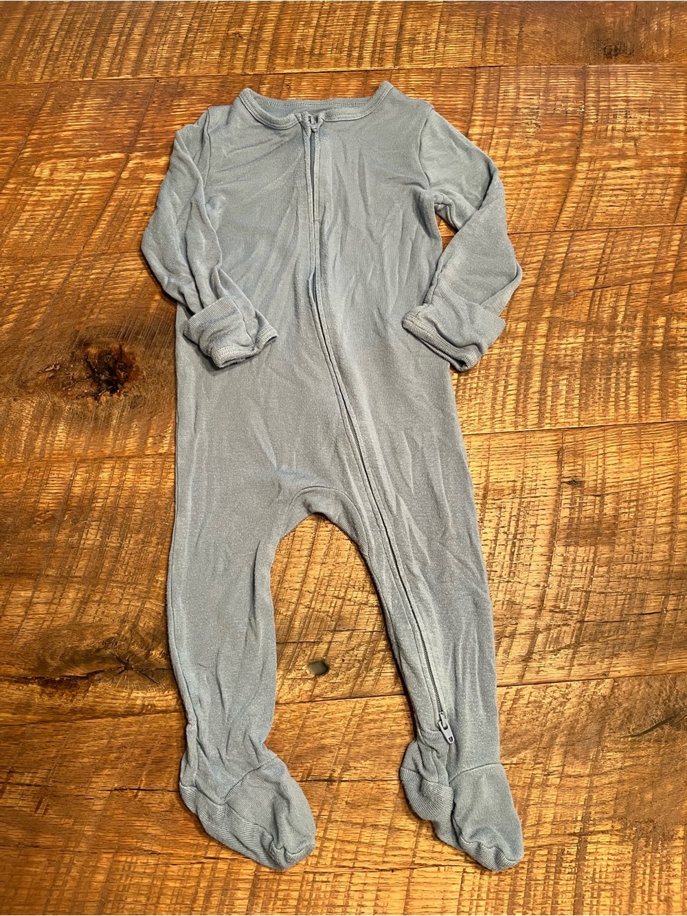 Soft Blue Footed Baby One-Piece Zipper Pajamas